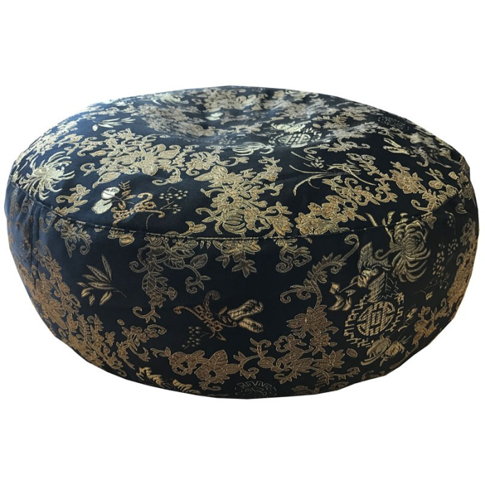 Meditationskissen Schwarz mit Blumen  Meditationskissen Schwarz mit Blumen