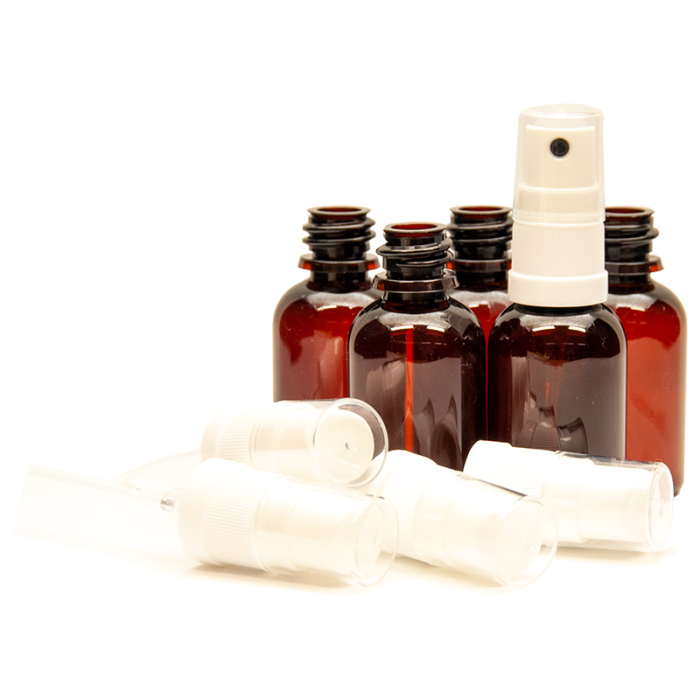 Braunflasche PE mit Sprühkopf weiss