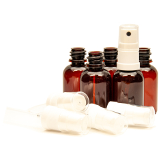 Braunflasche PE mit Sprühkopf weiss