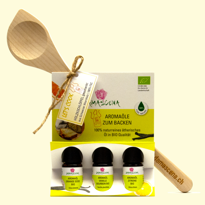 Aromaset zum Backen & Holzkochlöffel Aromaset zum Backen & Holzkochlöffel